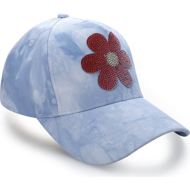 Baseball Cap With Flower, Blue Tie Dye