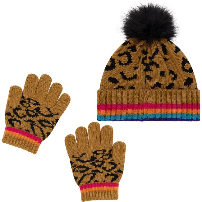 Leopard Hat and Glove Set, Leopard Rainbow - Mixed Accessories Set - 4