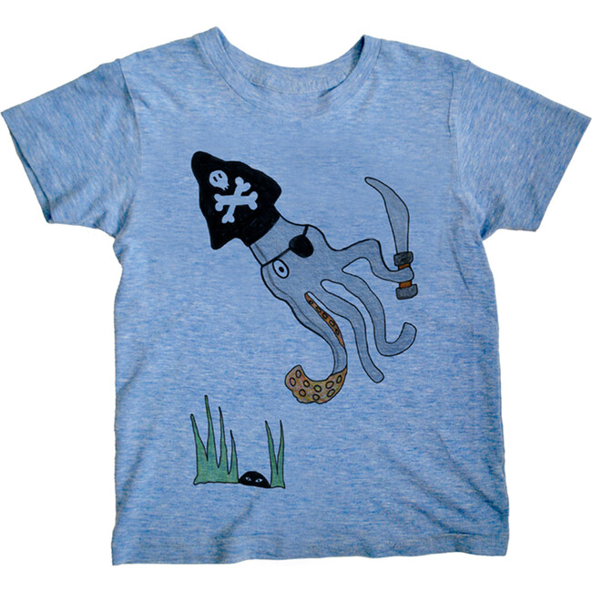 Pirate Squid Tee, Blue Triblend