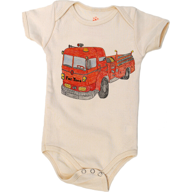 Fire Truck Onesie, Natural Organic Bodysuit
