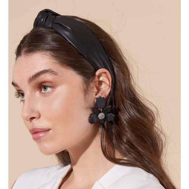 Women's Faux Leather Knotted Headband, Jet