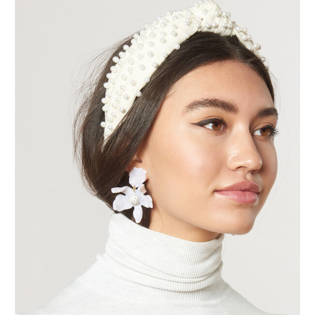 Women's Woven Pearl Knotted Headband, Ivory - Hair Accessories - 3