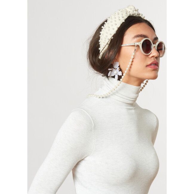 Women's Woven Pearl Knotted Headband, Ivory - Hair Accessories - 4