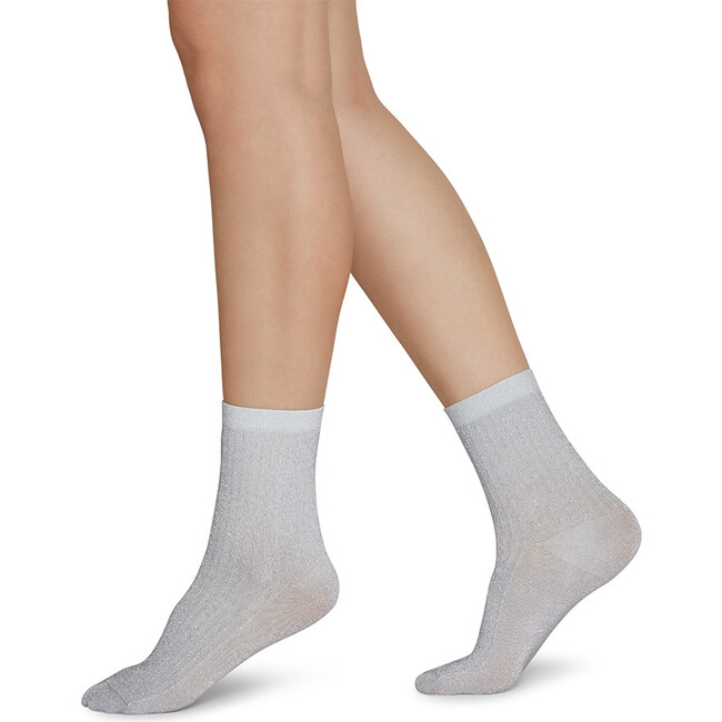 Women's Stella Shimmery Socks, Light Grey