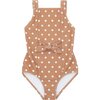 Tie Front One Piece, Mocha Dot - One Pieces - 1 - thumbnail