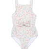 Floral Tie Front One Piece, Emerald - One Pieces - 1 - thumbnail