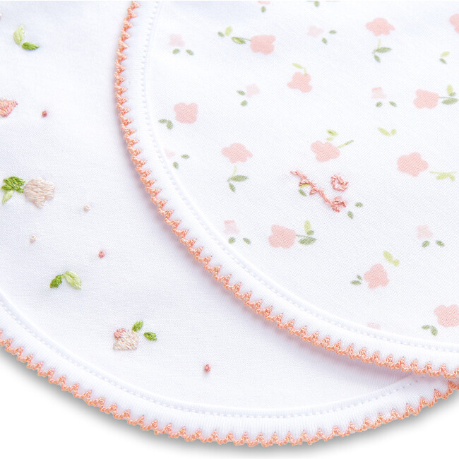 Bloom Wind Print and Embroidered Bib Set, Pink - Mixed Accessories Set - 2