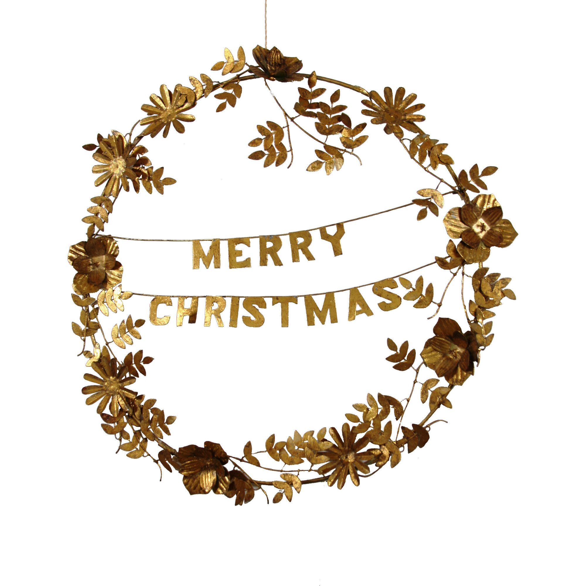 Merry Christmas Wreath, Gold - Wreaths - 1