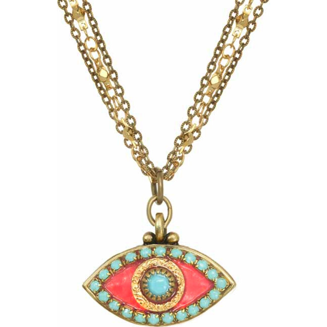 Pink & Turquoise Evil Eye Necklace
