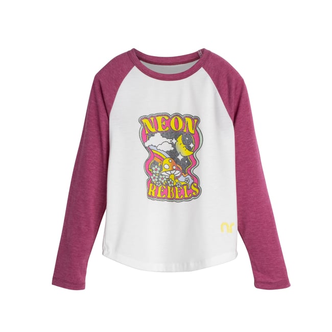 Mickey Baseball Tee, Pink Mushrooms