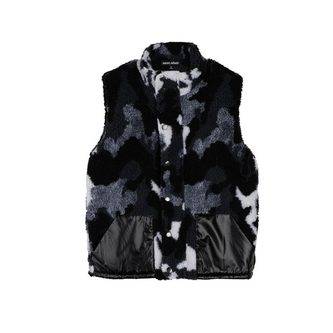 Archie Sherpa Vest, Grey Camo