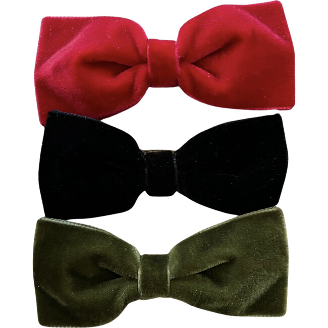 Velvet Bows, Ruby, Loden, and Black - Hair Accessories - 1 - zoom