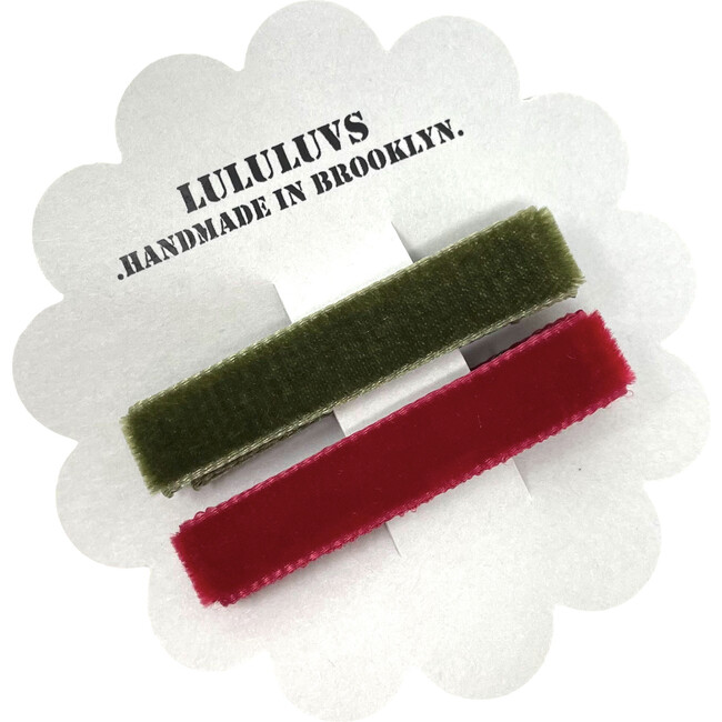 Velvet Bar Clips, Ruby and Loden - Hair Accessories - 1 - zoom