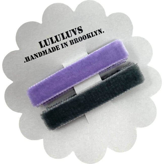 Velvet Bar Clips, Lilac and Charcoal