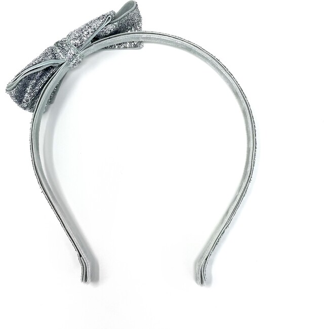 Glitter Bow Headband, Silver - Hair Accessories - 2