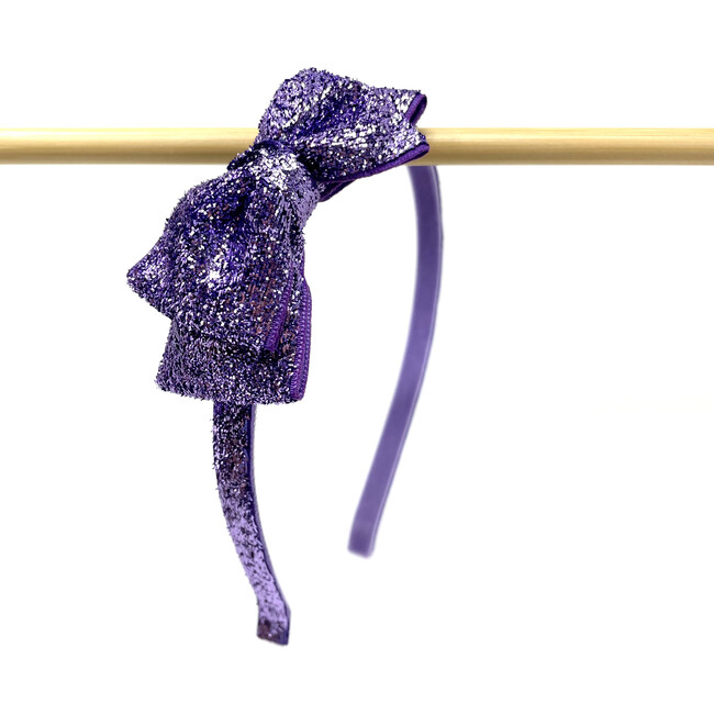 Glitter Bow Headband, Purple