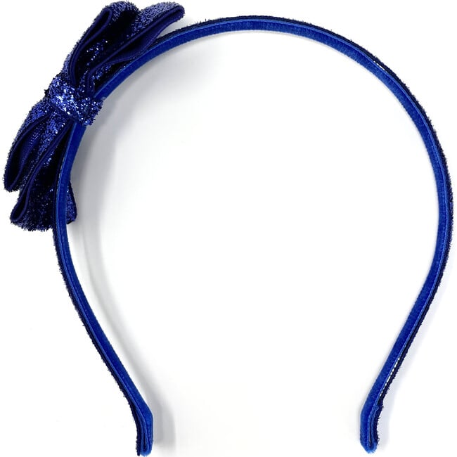 Glitter Bow Headband, Royal - Hair Accessories - 4