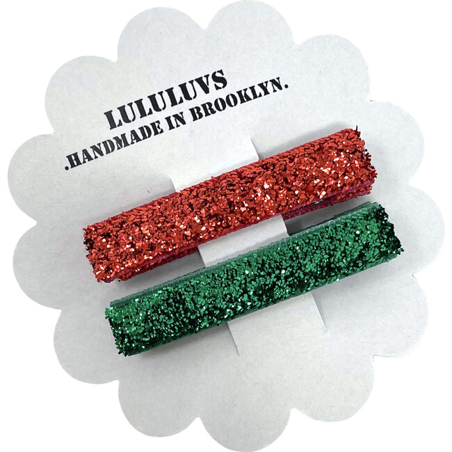 Glitter Bar Clips, Red and Emerald