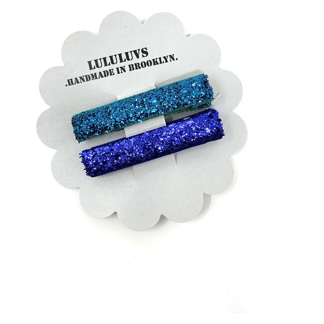 Glitter Bar Clips, Turquoise and Royal