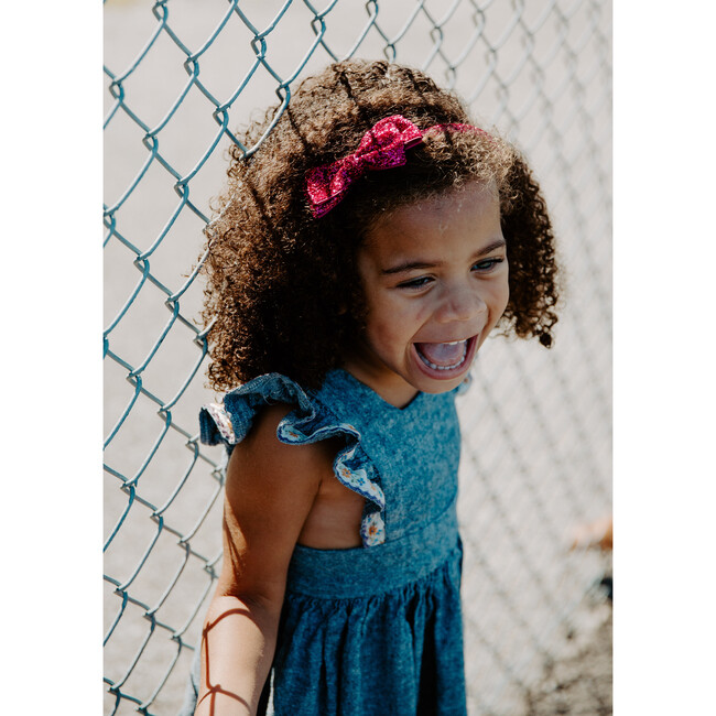 Glitter Bow Headband, Magenta - Hair Accessories - 3