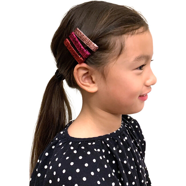 Glitter Bar Clips, Pink and Magenta - Hair Accessories - 2
