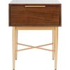 Pierre One Drawer Nightstand, Walnut/Gold - Nightstands - 1 - thumbnail