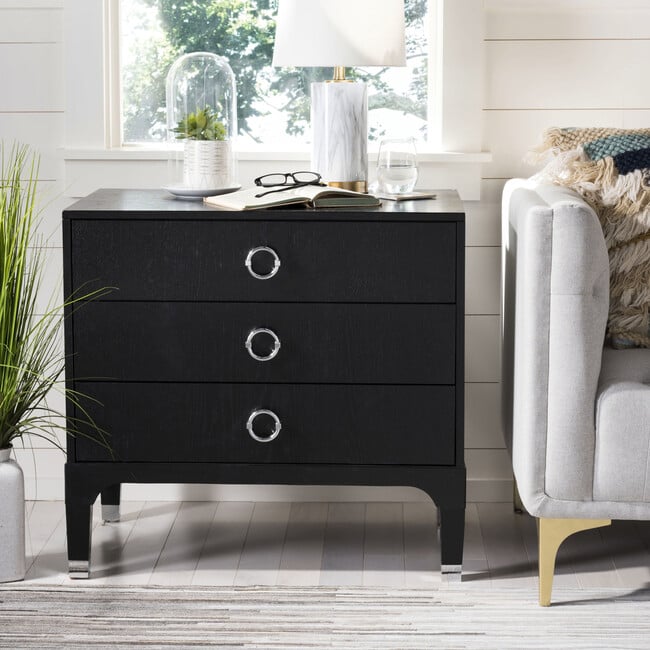 Lorna 3-Drawer Nightstand, Black - Nightstands - 6