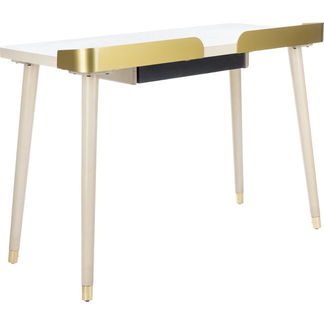 Parker 1-Drawer Desk, White/Gold - Desks - 6