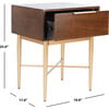 Pierre One Drawer Nightstand, Walnut/Gold - Nightstands - 6