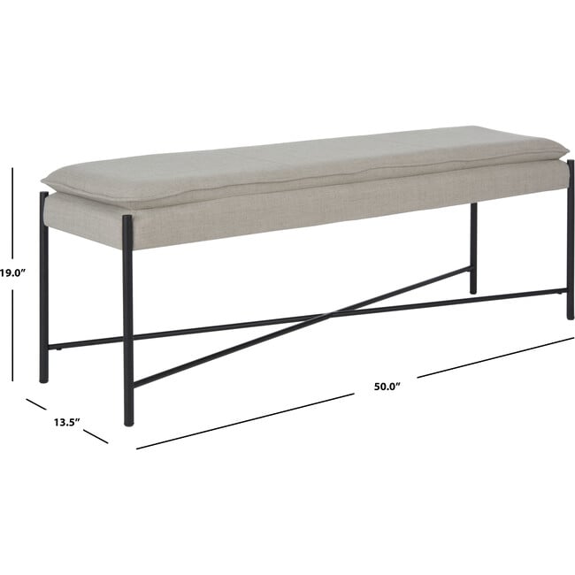 Kara Cushioned X Bench, Light Grey/Black - Accent Seating - 5