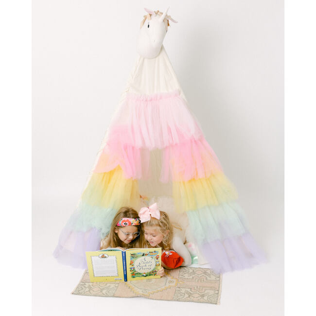 Ruffled Tulle Play Tent, Rainbow - Play Tents - 2