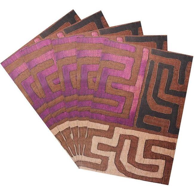 Patchwork Kuba Cloth Wrapping Paper, Plum - Paper Goods - 1