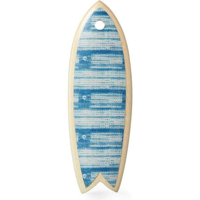 Fish Surfboard Ornament, Washed Indigo