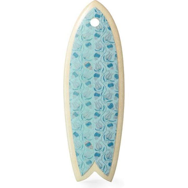 Pomegranate Suzani Fish Surfboard Ornament, Aqua