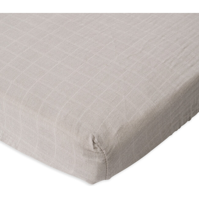 Cotton Muslin Mini Crib Sheet, Warm Grey - Crib Sheets - 2