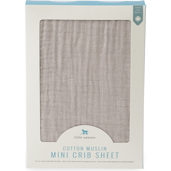 Cotton Muslin Mini Crib Sheet, Warm Grey - Crib Sheets - 3