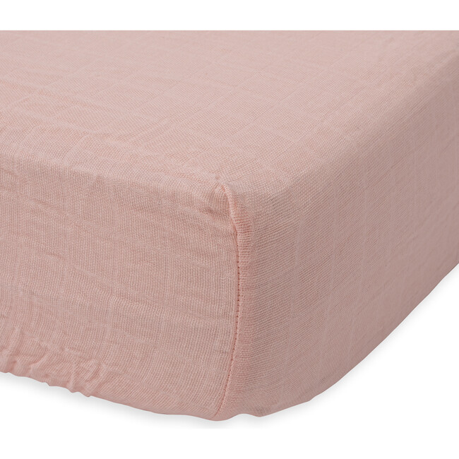Cotton Muslin Crib Sheet, Rose Petal