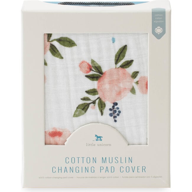 Cotton Muslin Changing Pad Cover, Watercolor Roses - Changing Pads - 4