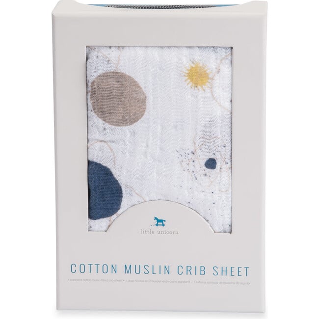 Cotton Muslin Crib Sheet, Planetary - Crib Sheets - 4