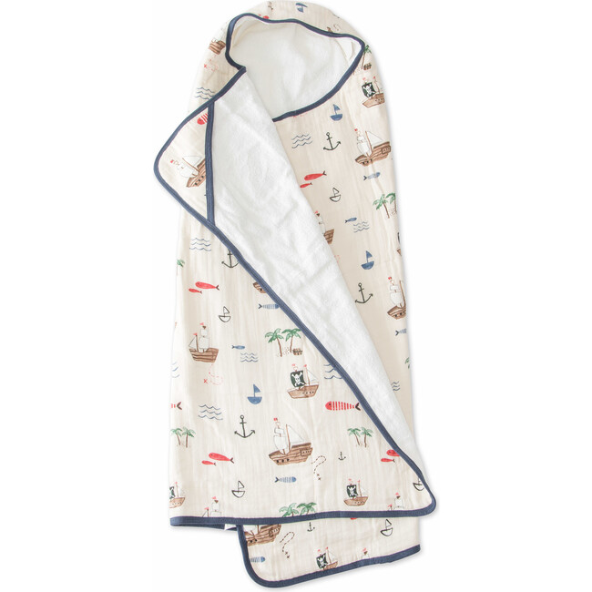 Cotton Hooded Towel Big Kid, Treasure Map - Towels - 1