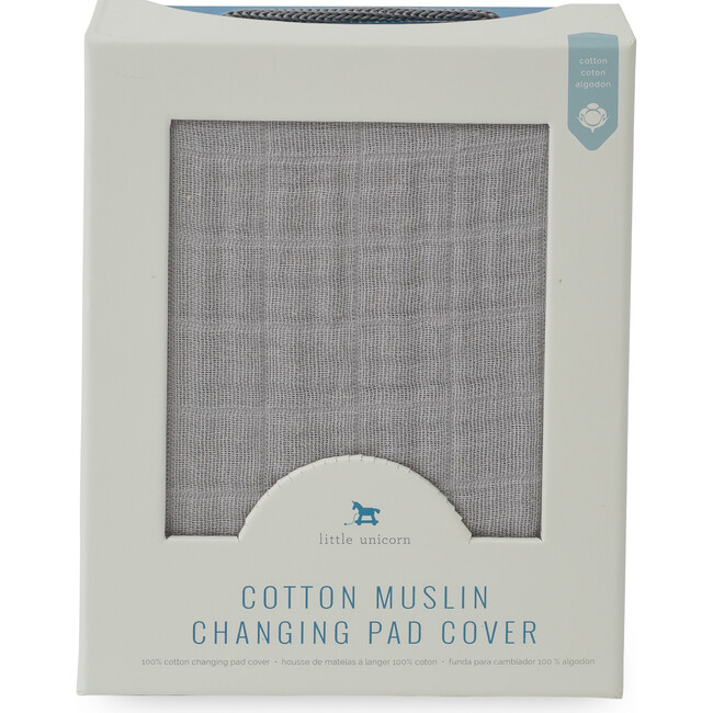 Cotton Muslin Changing Pad Cover, Nickel - Changing Pads - 3