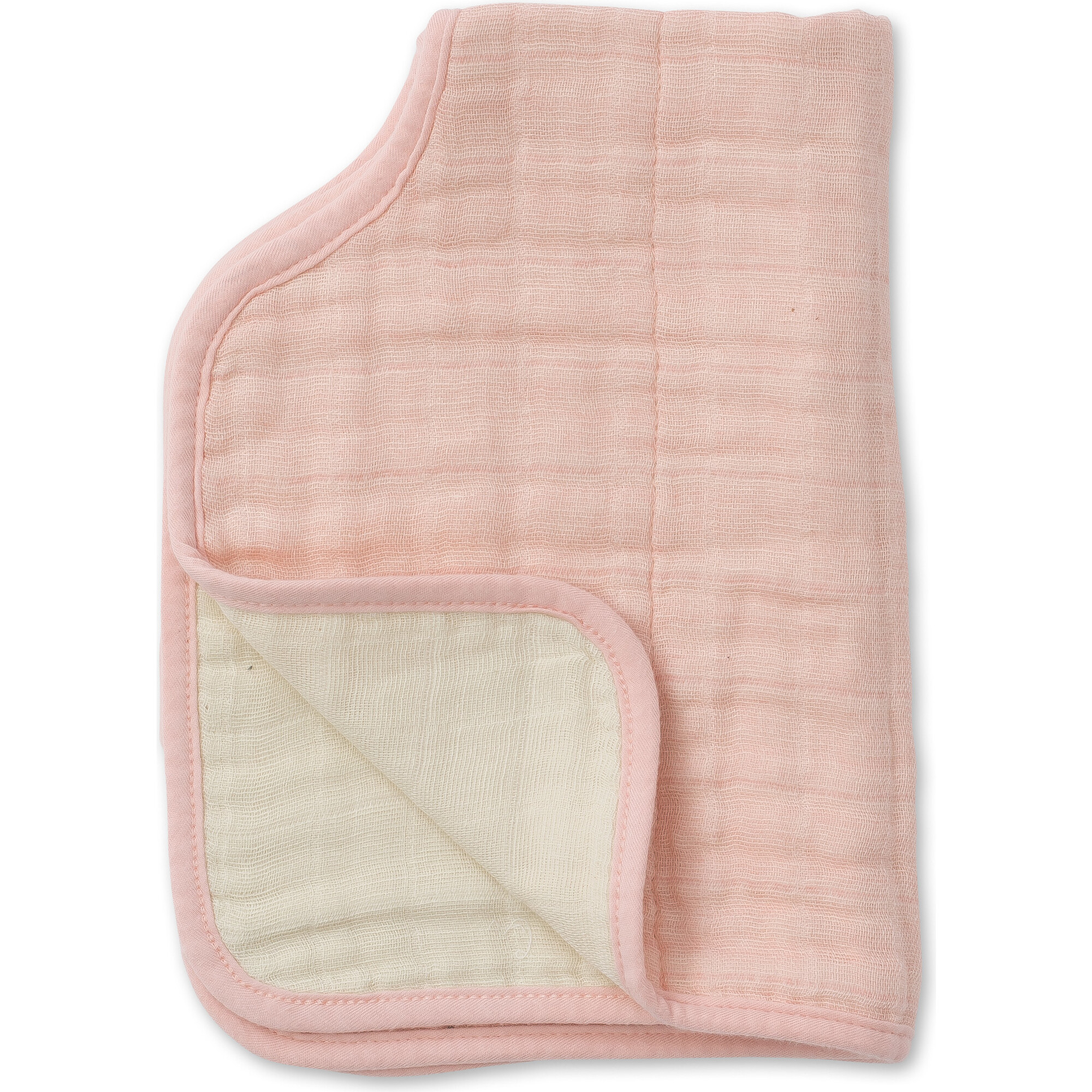 Cotton Muslin Reversible Burp Cloth, Rose Petal - Burp Cloths - 1
