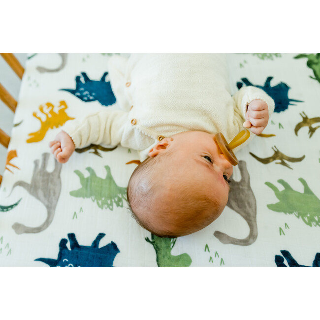 Cotton Muslin Crib Sheet, Dino Friends - Crib Sheets - 3