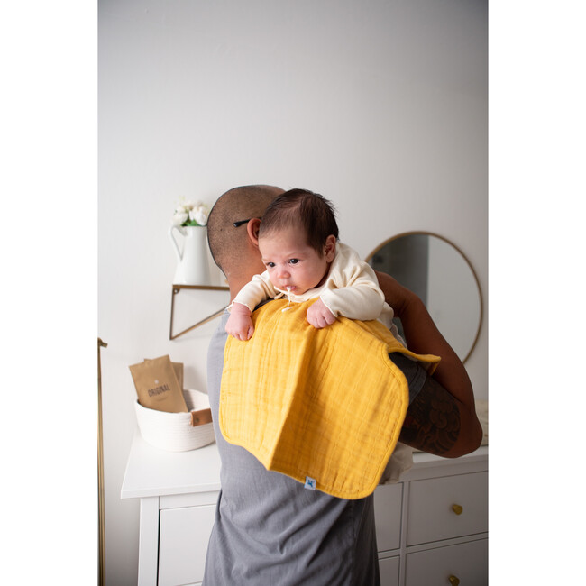 Cotton Muslin Reversible Burp Cloth, Mustard - Burp Cloths - 2