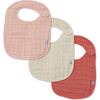 Cotton Muslin Classic Bib 3 Pack, Rose Petal - Bibs - 1 - thumbnail