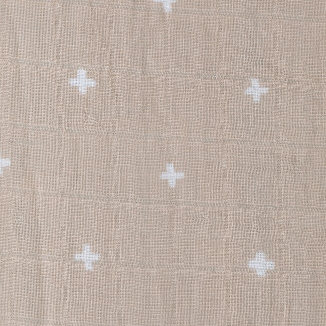 Cotton Muslin Crib Sheet, Taupe Cross - Crib Sheets - 6