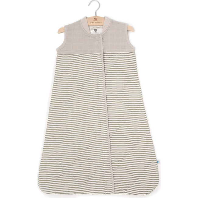 Cotton Muslin Quilted Sleep Bag Small, Grey Stripe