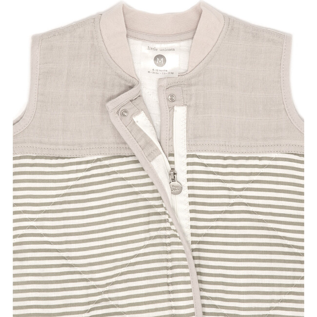 Cotton Muslin Quilted Sleep Bag Small, Grey Stripe - Sleep Sacks - 4