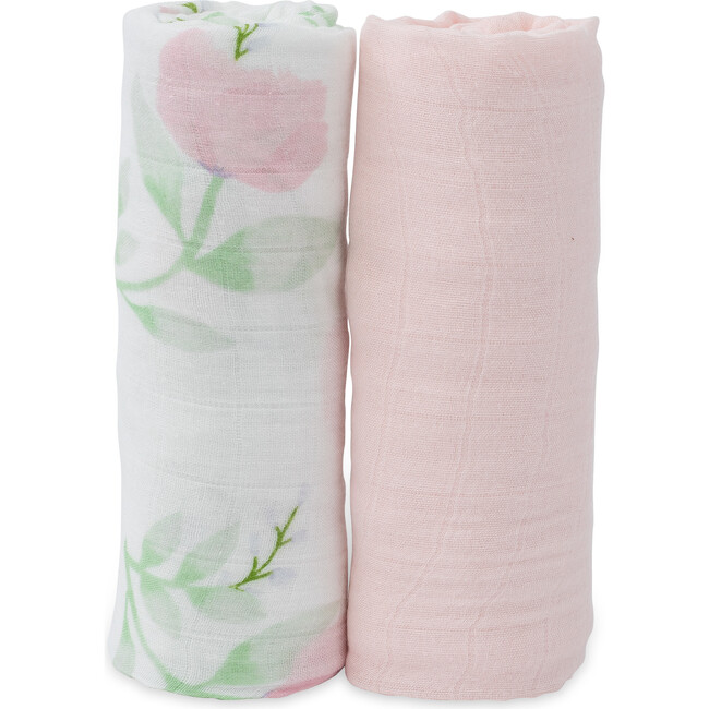 Deluxe Muslin Swaddle Blanket 2 Pack, Blush Peony Set - Swaddles - 1
