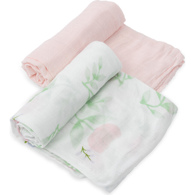 Deluxe Muslin Swaddle Blanket 2 Pack, Blush Peony Set